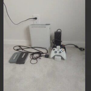 xbox 360 with white Xbox 360 with two controllers, HDMI, charger.